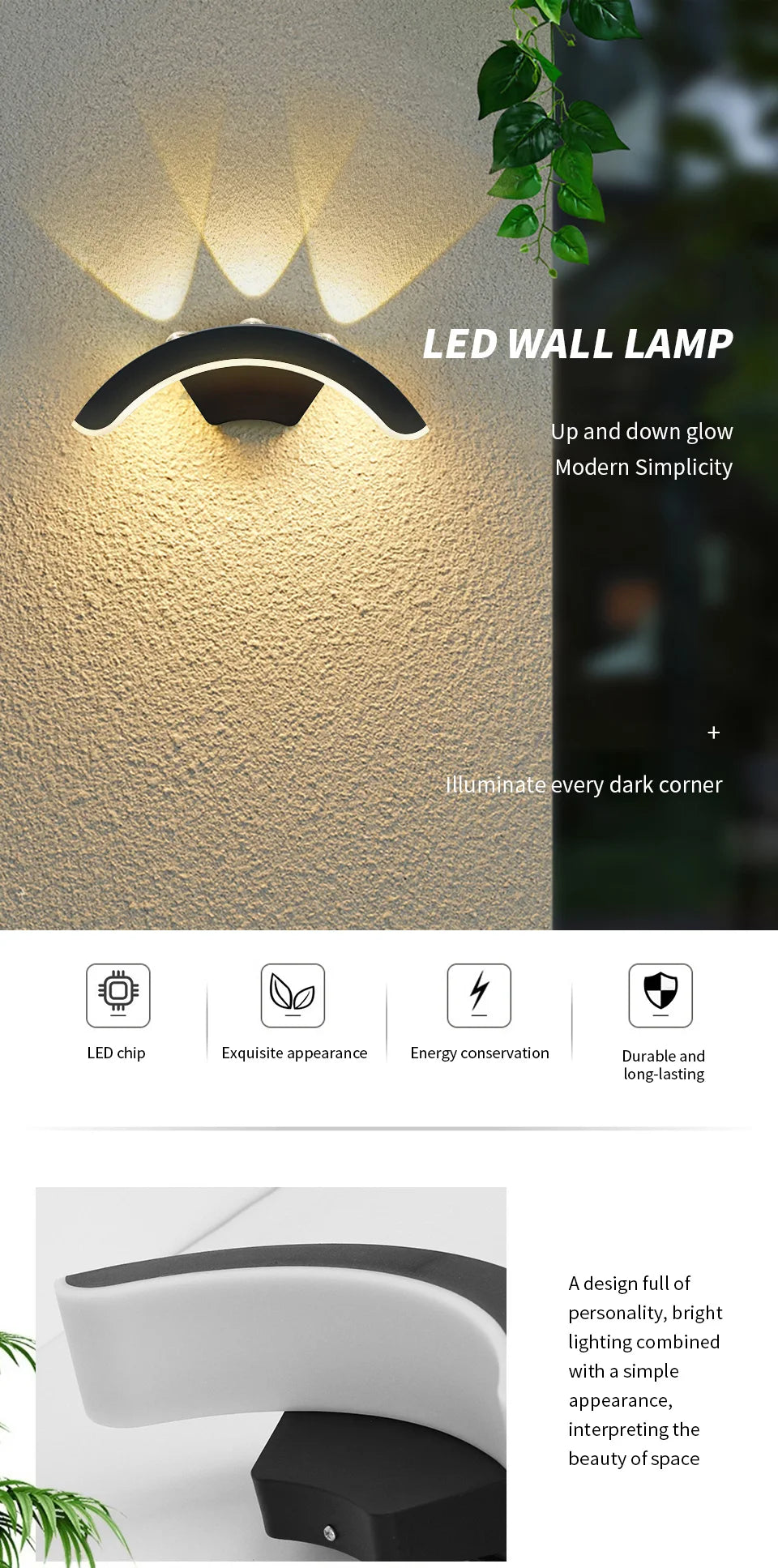 Outdoor Wall Light – Modern LED, AC110-220V, Sensor