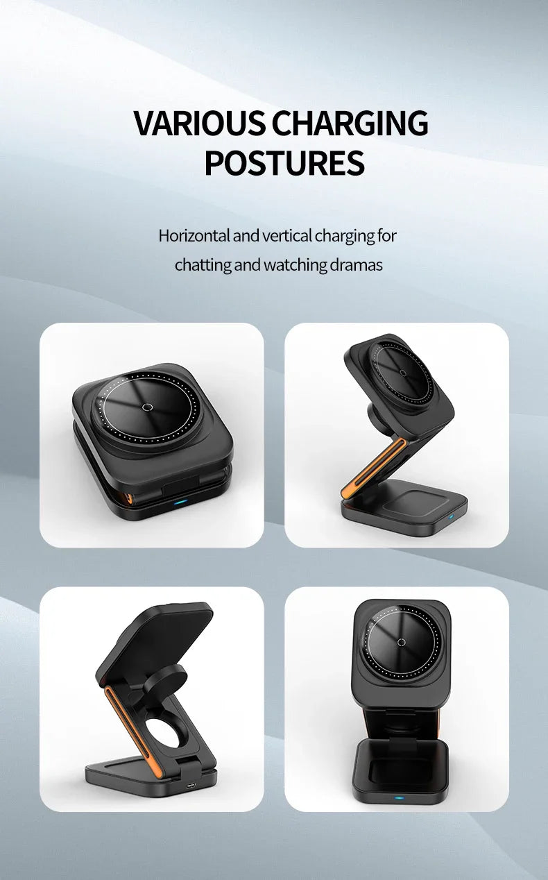3-in-1 Foldable Wireless Charger – High-Power 30W