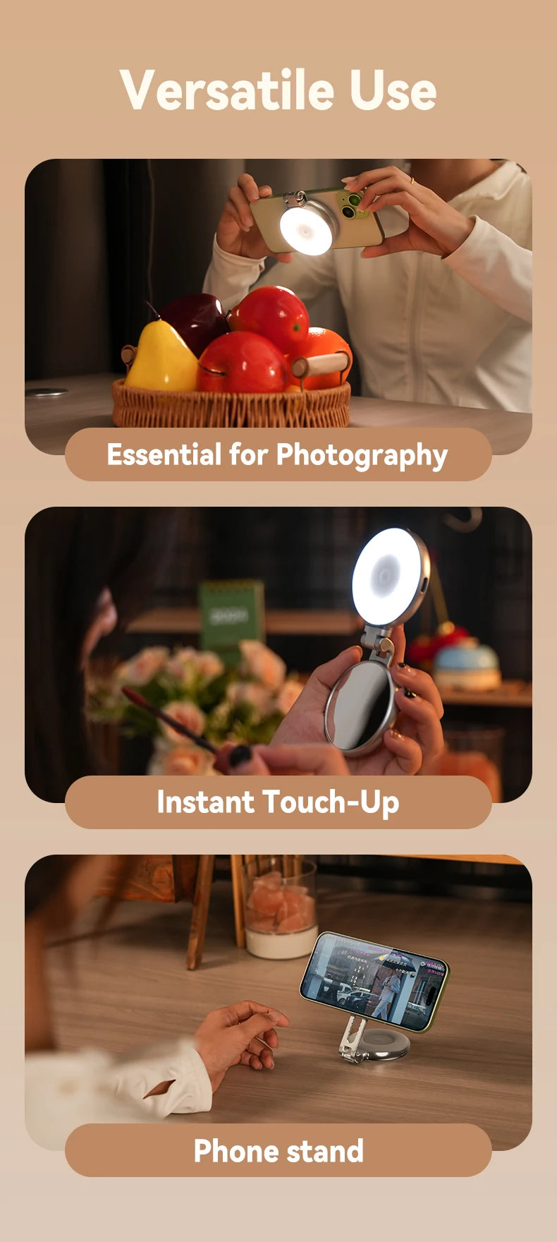 TELESIN Magnetic Camera Hand Grip – Phone Holder with Remote
