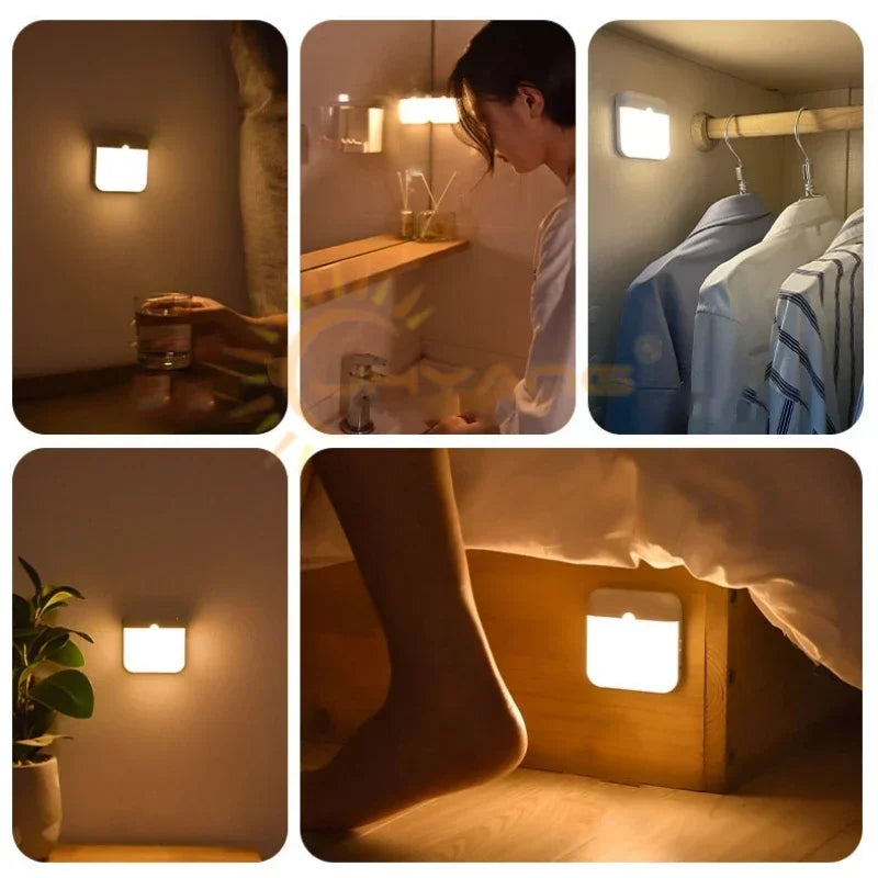 Motion Sensor Night Lamp – USB LED Light for Stairs, Closet, Hallway, Bedroom