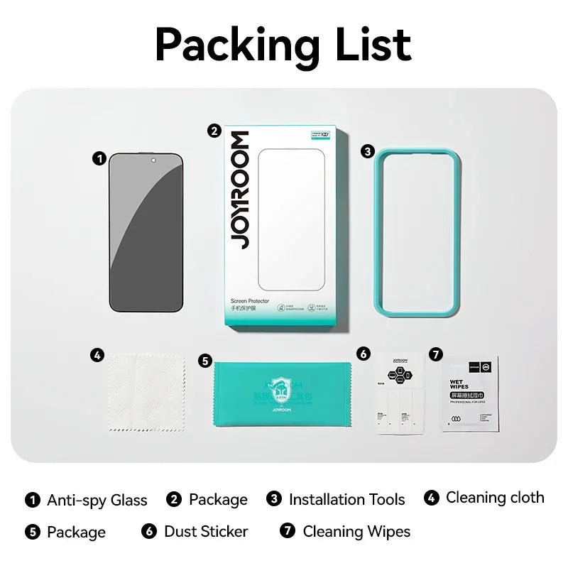 JOYROOM Privacy Screen Protector – Anti-Spy Tempered Glass for iPhone (15 → 17 Series)