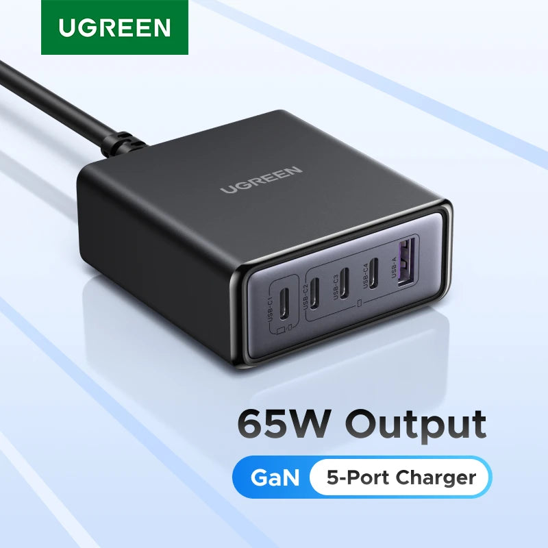 UGREEN 5-in-1 GaN Charger – 65W/100W Fast Charge