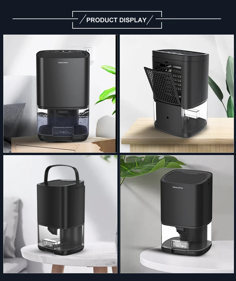 Portable Silent Air Dehumidifier – 1L Compact Moisture Absorber (EU/US Plug)