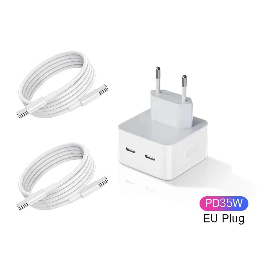 35W Dual PD Fast Charger – USB-C Wall Adapter for iPhone & Android