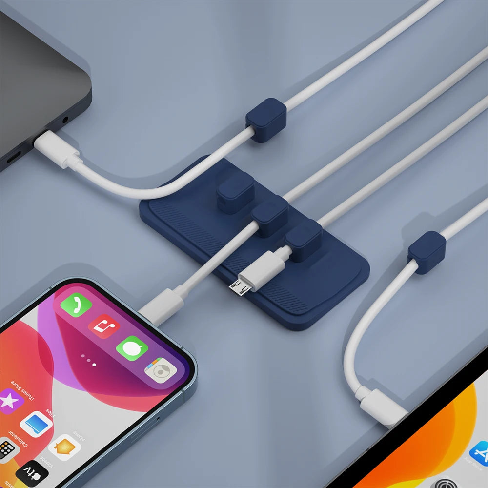Magnetic Cable Clips – Silicone Wire Holder, 5-Pack for USB-C, Micro & Lightning