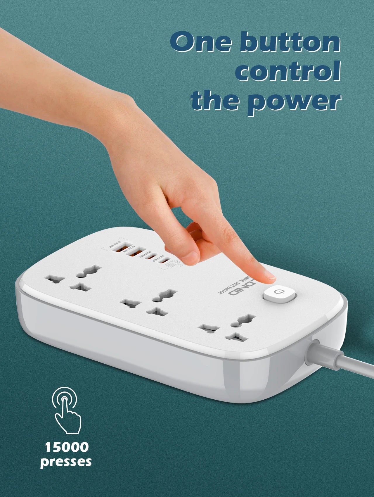 LDNIO 65W Power Strip – 3 AC Outlets & 4 USB Ports