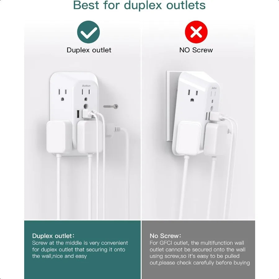 Multi-Plug Wall Outlet with 4 USB & 2 USB-C – Surge Protected