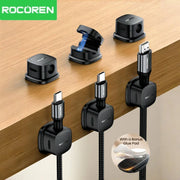 Rocoren Magnetic Cable Organizer – 6PCS Adjustable Wire Holder for Desk