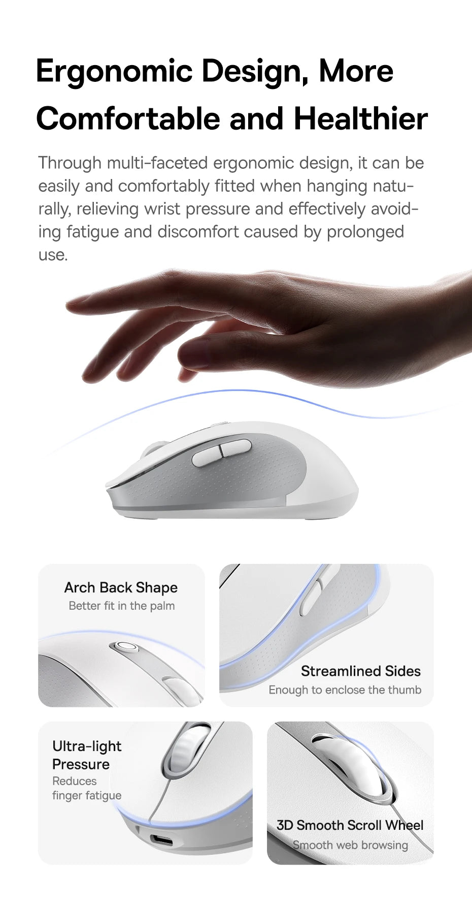 Baseus Wireless Rechargeable Mouse – Ergonomic & Bluetooth
