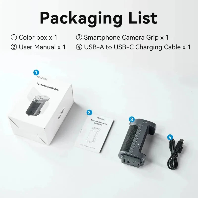 TELESIN Selfie Stick & Phone Holder – Camera Handle with Remote Adapter