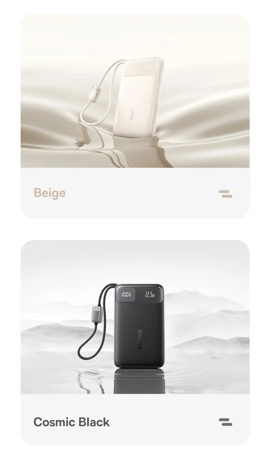 Baseus 10,000mAh Power Bank – 22.5W Fast Charge, Dual USB-C