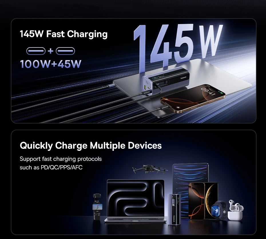 Baseus 20,000mAh Portable Charger – 145W Fast Charge