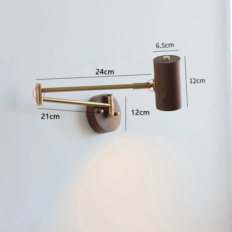 QUASHION Modern Wall Lamp – Rotatable Wood & Iron Sconce