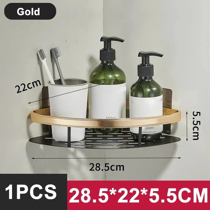 Aluminum No-Drill Shelf – Bathroom & Kitchen Wall Storage Organizer