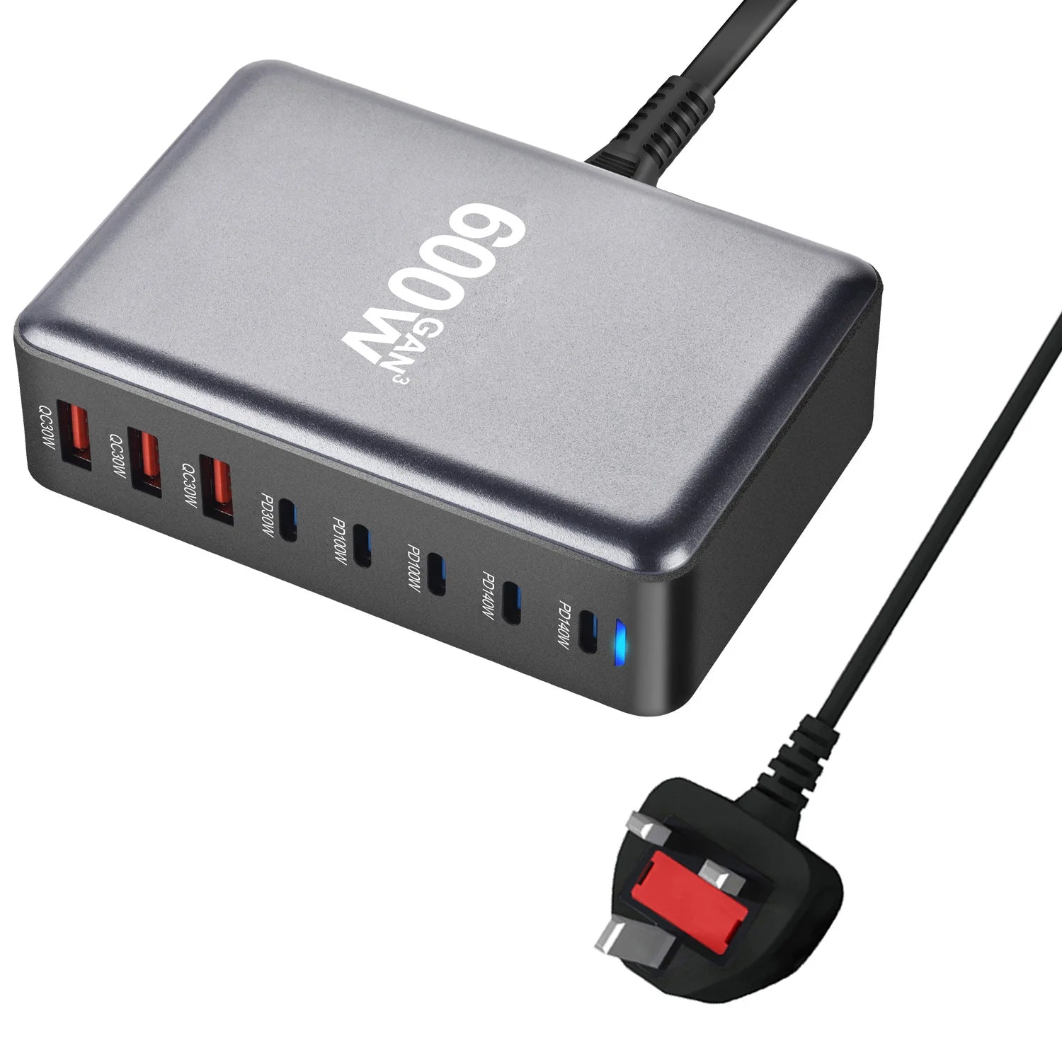 2025 600W GaN 8-Port Fast Charger – USB-C PD3.1
