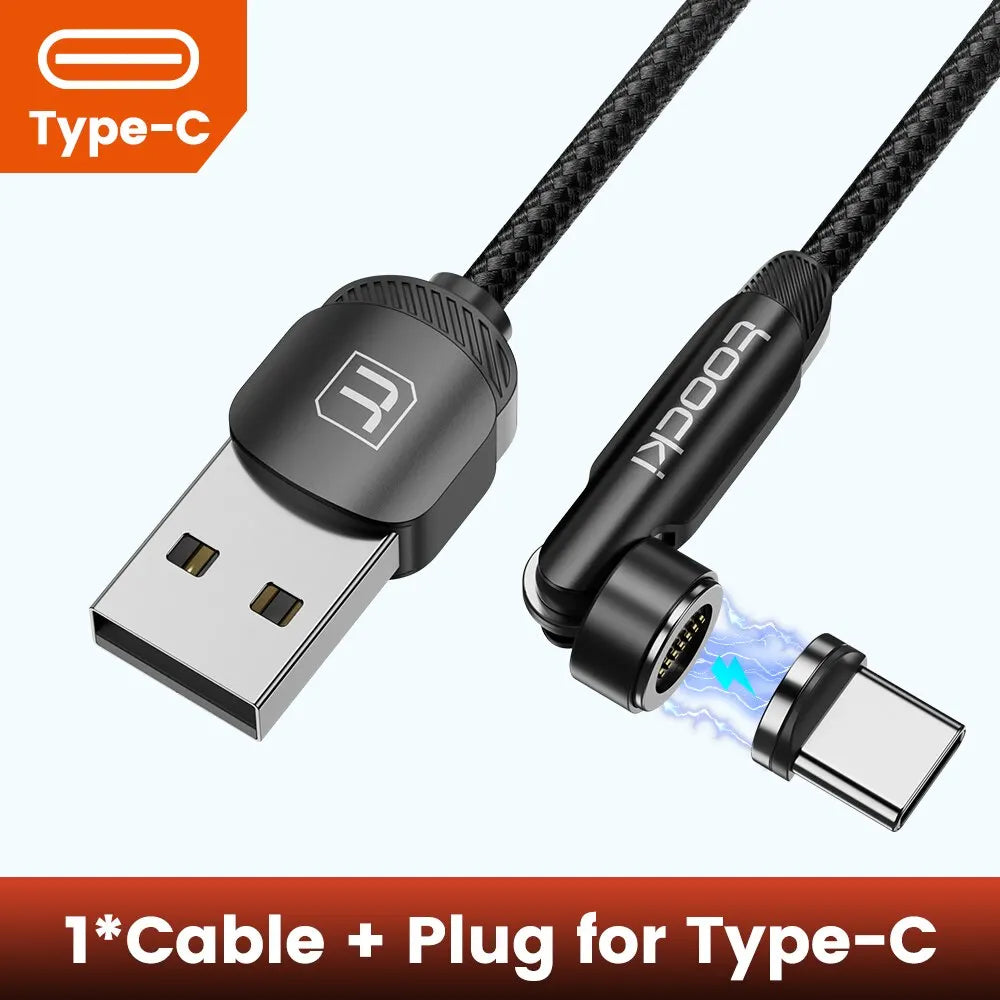 Toocki 540° Magnetic USB-C Cable – Fast Charge for iPhone & Android