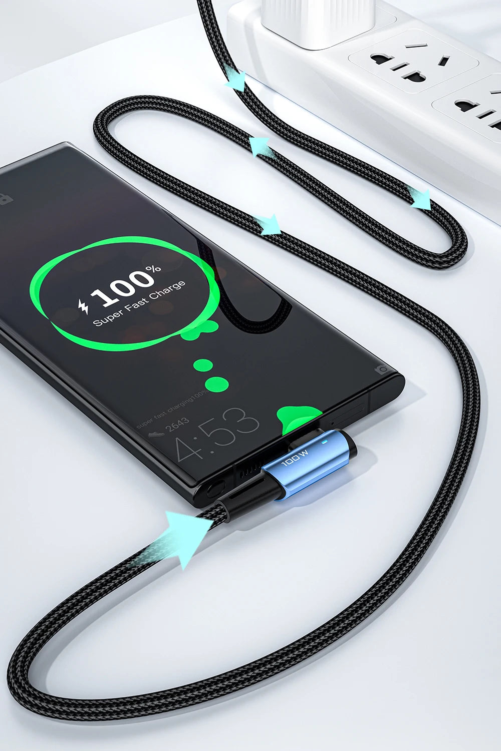 Essager 100W USB-C Cable – 90° Fast Charging & Data Wire