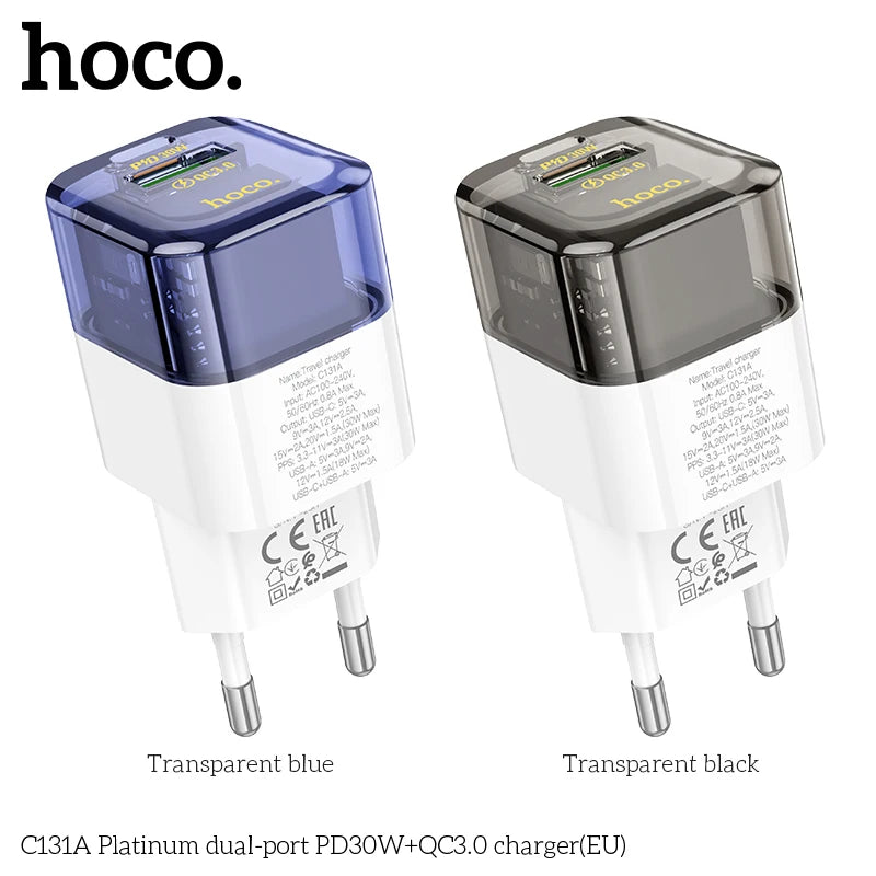 30W USB-C Charger HOCO C131A – Dual Port Quick Charge