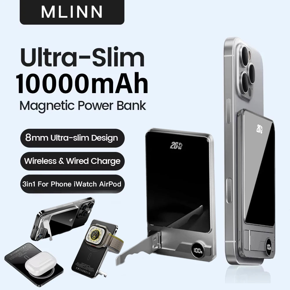 Ultra-Slim Magnetic Power Bank – 10,000mAh Fast Wireless Charge