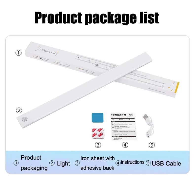 LED Night Light – Motion Sensor, 3 Color Dimming & USB Rechargeable