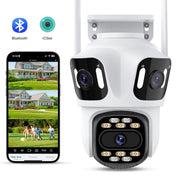 Triple-Lens Wireless Security Camera – AI Human Detection + Auto Tracking (iCSee)