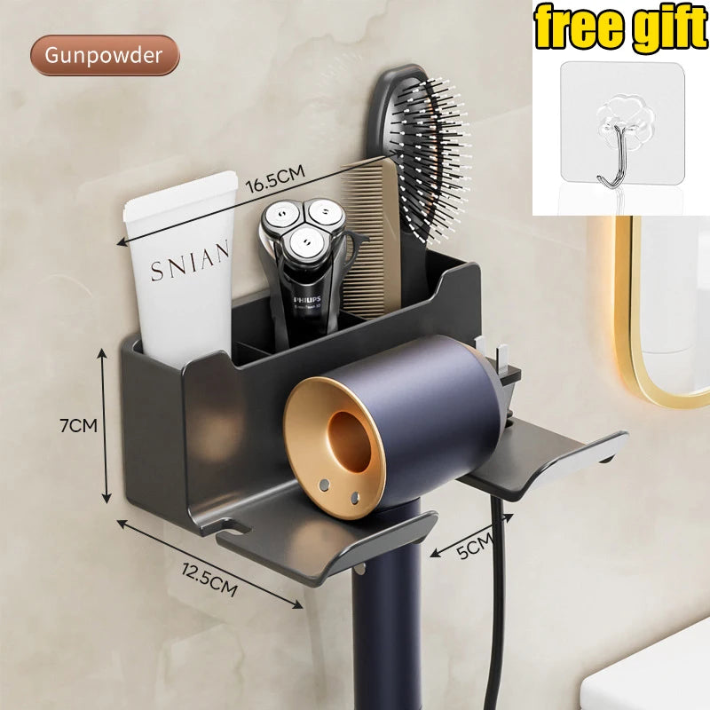 Wall-Mounted Hair Dryer Holder – Bathroom Organizer