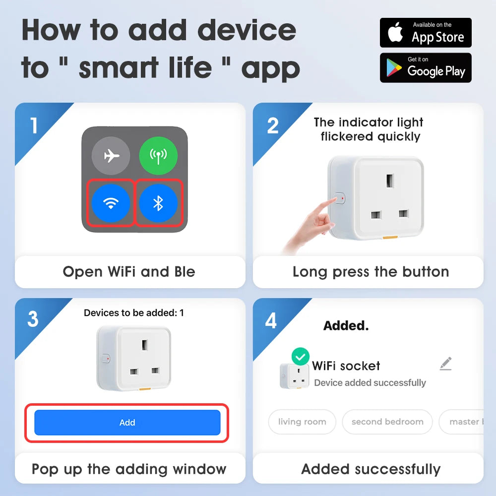 Tuya WiFi Smart Plug UK – RF433, Type-C, 16A, Timer & Voice Control