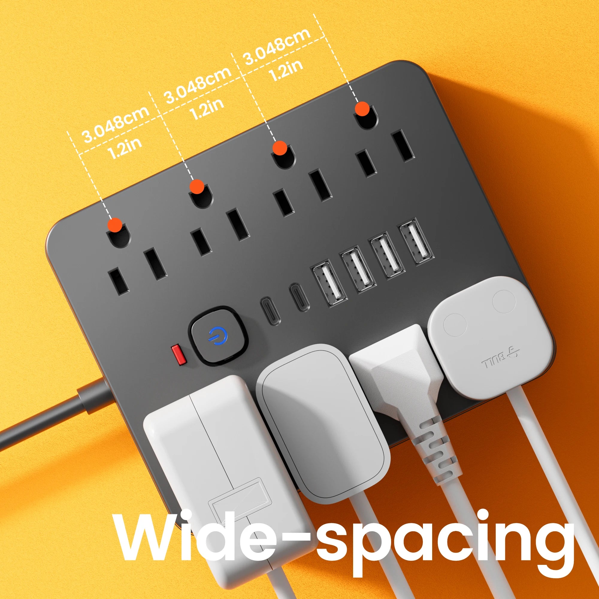 14-in-1 Power Strip – AC Outlets with 4 USB & 2 USB-C Surge Protector