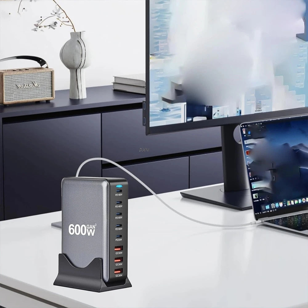 2025 600W GaN 8-Port Fast Charger – USB-C PD3.1