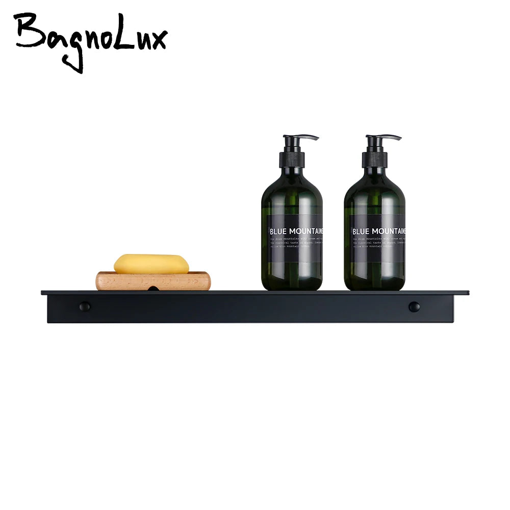 Wall-Mounted Black Shelf – Bathroom, Kitchen & Shower Storage Rack