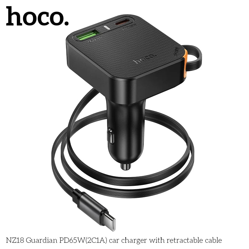 Retractable Car Charger HOCO NZ18 – 65W PD USB-C