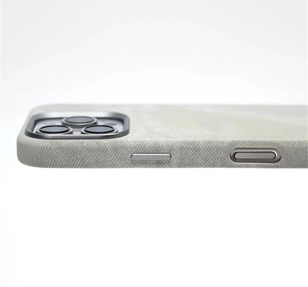 Luxury Fiber Leather Magnetic Shockproof Case – iPhone 15–17 Series