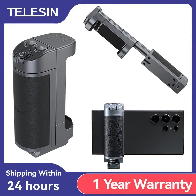 TELESIN Selfie Stick & Phone Holder – Camera Handle with Remote Adapter
