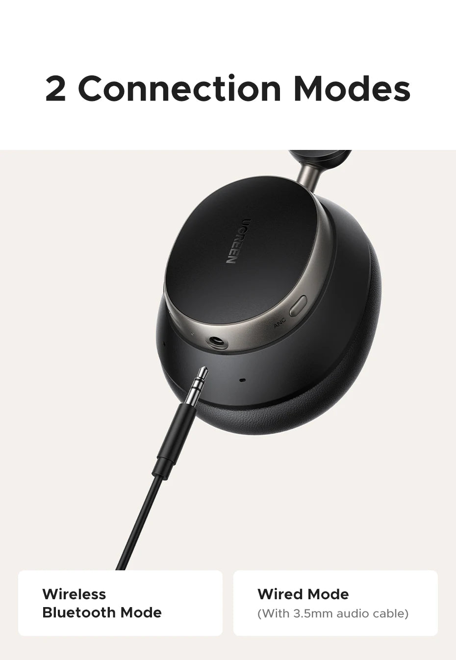 UGREEN Studio Pro Hybrid Active Noise Cancelling Headphones 48dB ANC  APP Hi-Res LDAC Sound Bluetooth Earphones Headset
