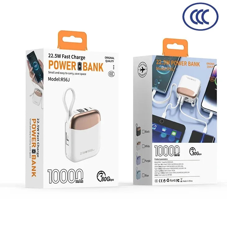 10000mAh Mini Power Bank – 66W Fast Charge, CCC Certified