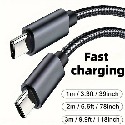 60W USB-C to USB-C Cable – PD Fast Charging Cable for Laptop, Tablet & Phone