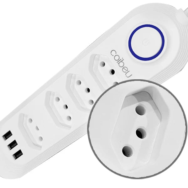 USB outlet, 2 m, power strip outlet, plug, electrical outlet extension, retractable multi-outlet tower, Brazilian standard