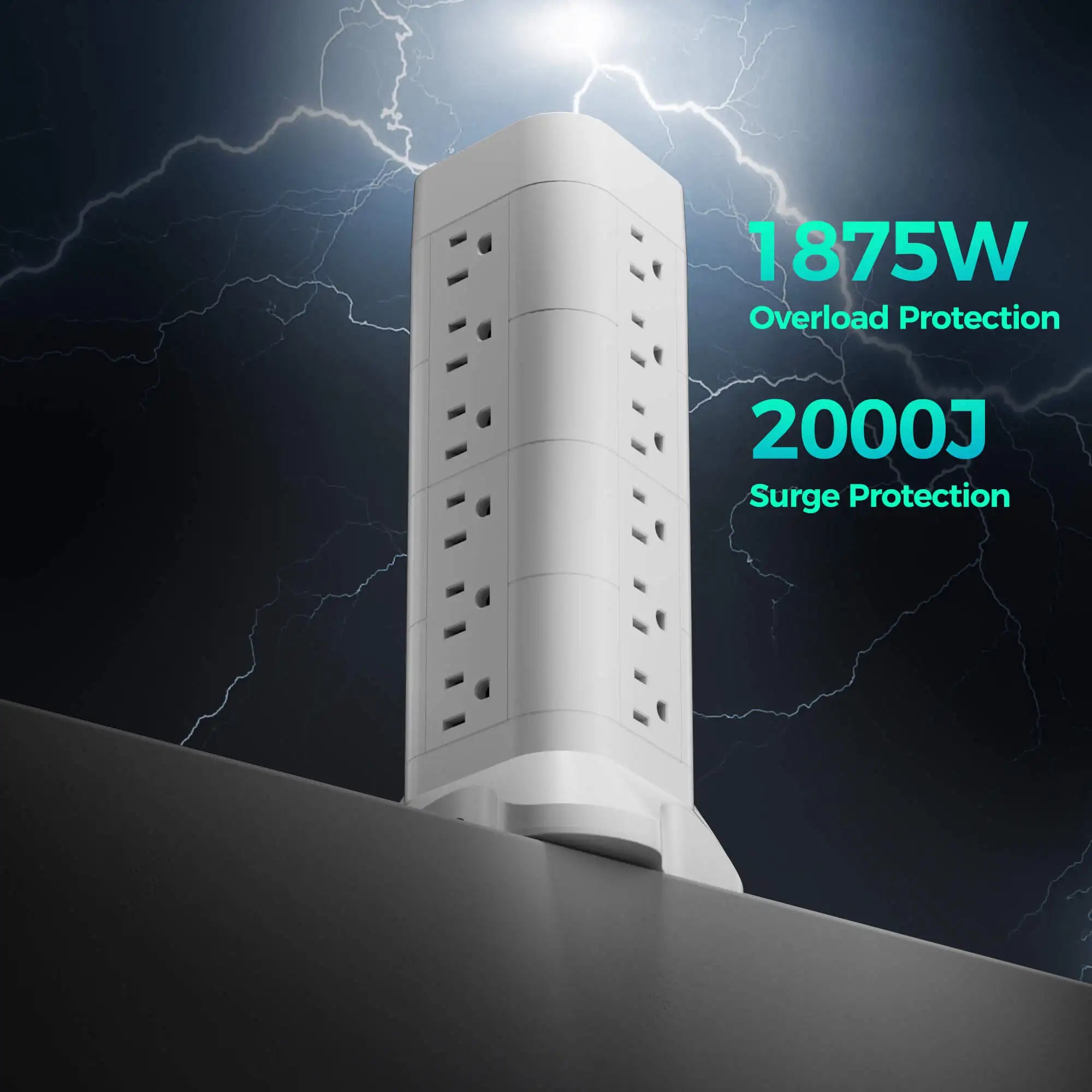 Power Strip  – Tower with 18 AC Outlets with 3 USB-A – 1 USB-C & Surge Protection