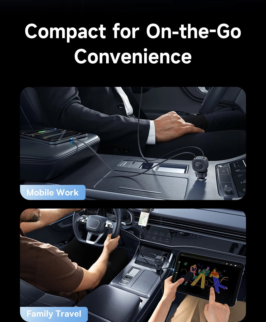Baseus 4-Port USB-C Car Charger – PD Fast Charge