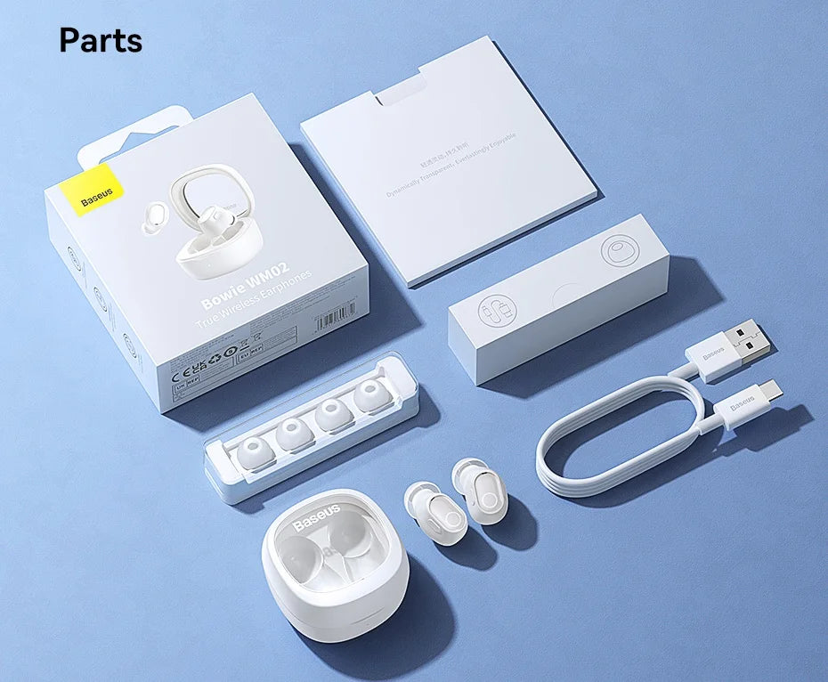 Baseus WM02 Wireless Earphones – TWS, Mini, 25H Battery