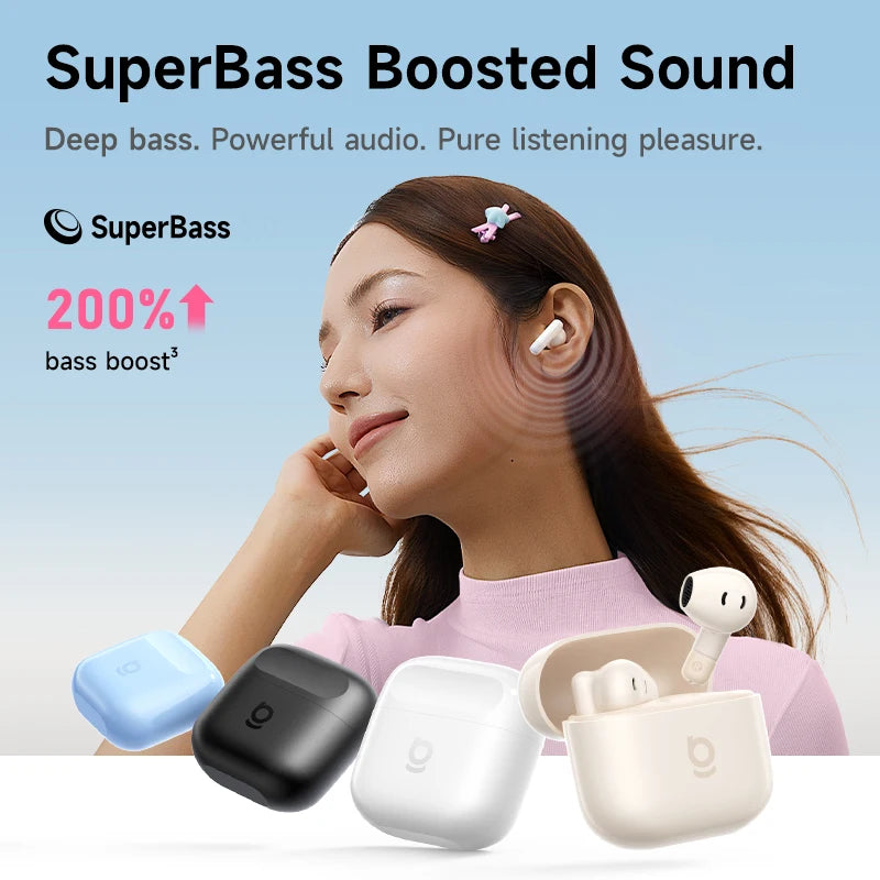 Baseus BS2 Lite True Wireless Earbuds – 40H Playtime, AI Clear Calls, Noise Canceling, IP55