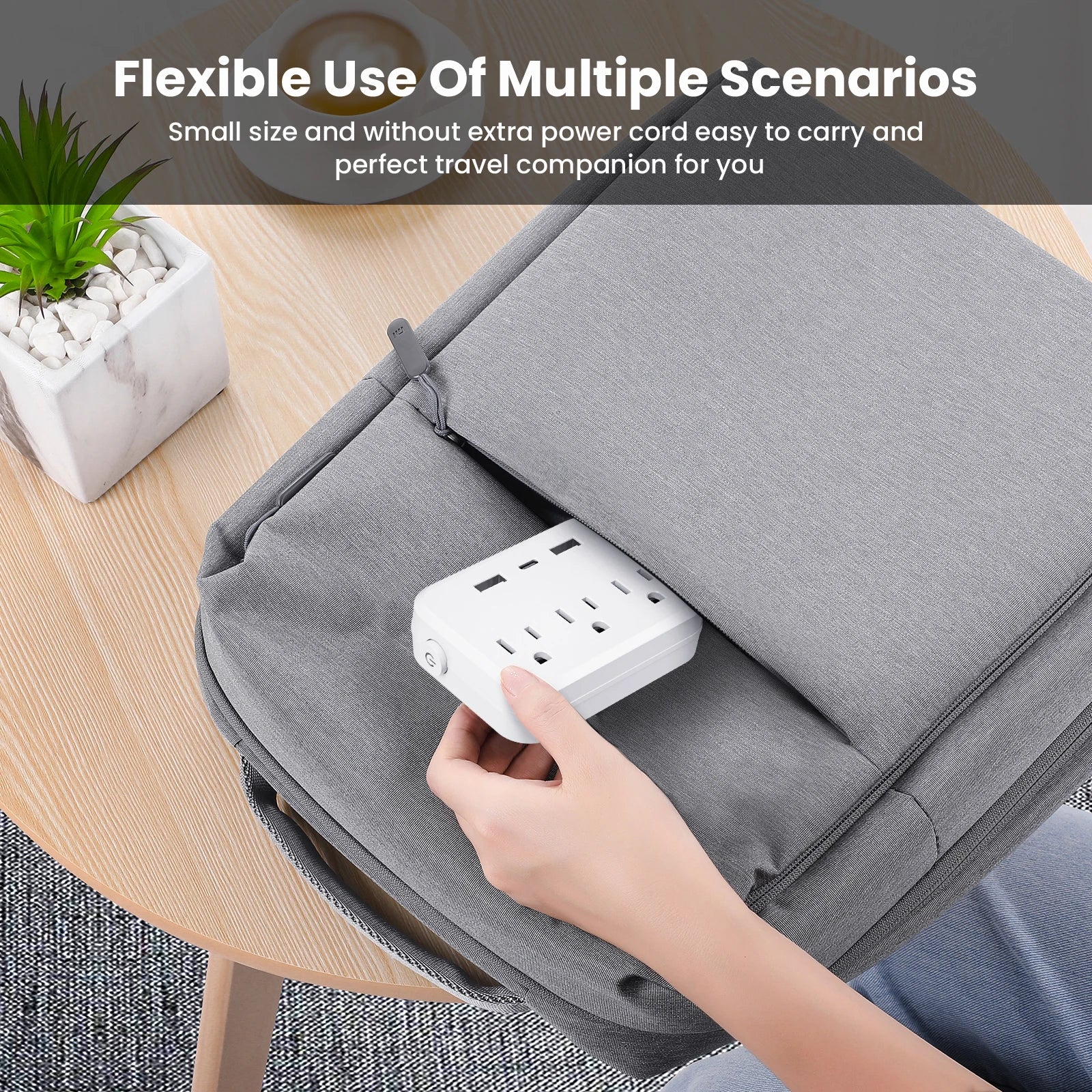 TRANSTON 6-in-1 Power Strip – AC Outlets with USB & USB-C Ports