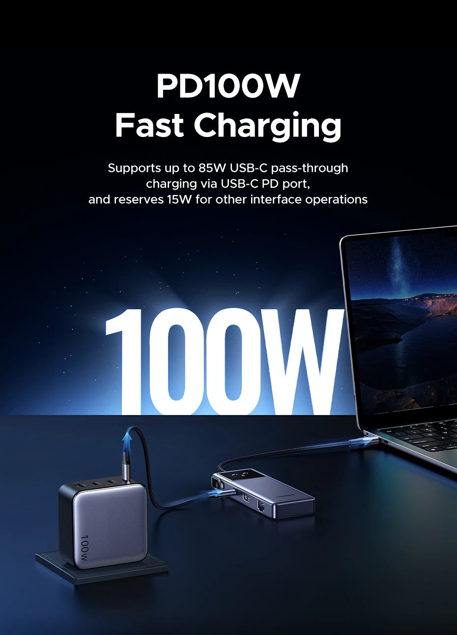 UGREEN Laptop USB-C Hub – 4K HDMI, Gigabit Ethernet, Fast Charging PD