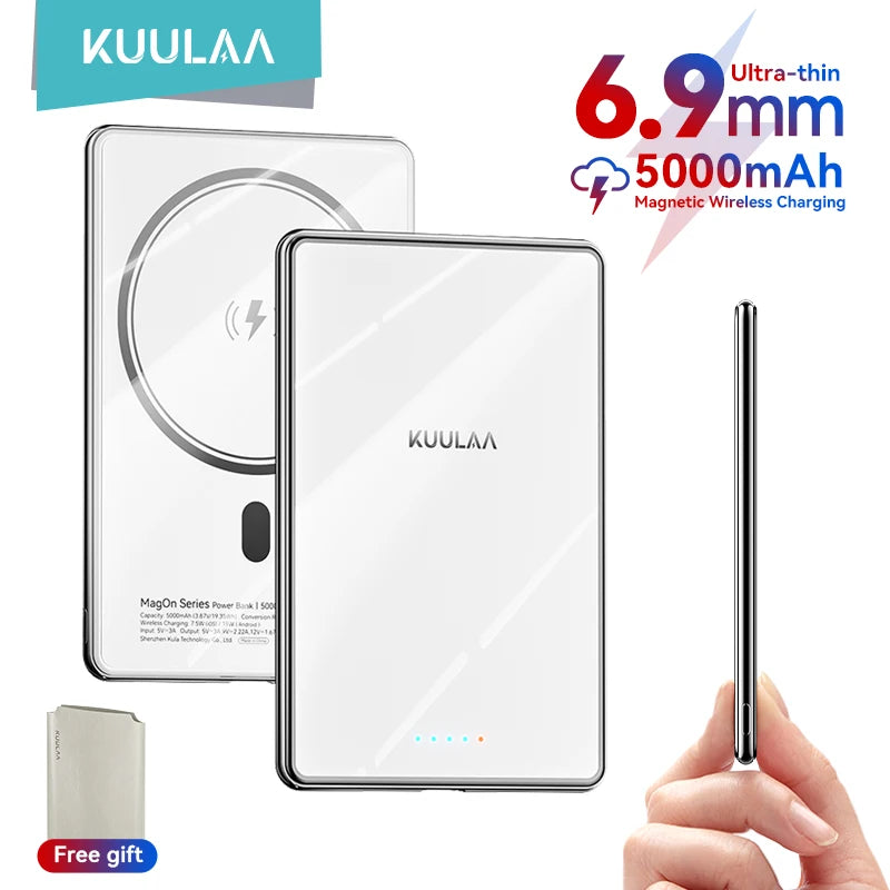 Slim KUULAA Magnetic Power Bank – Wireless for MagSafe