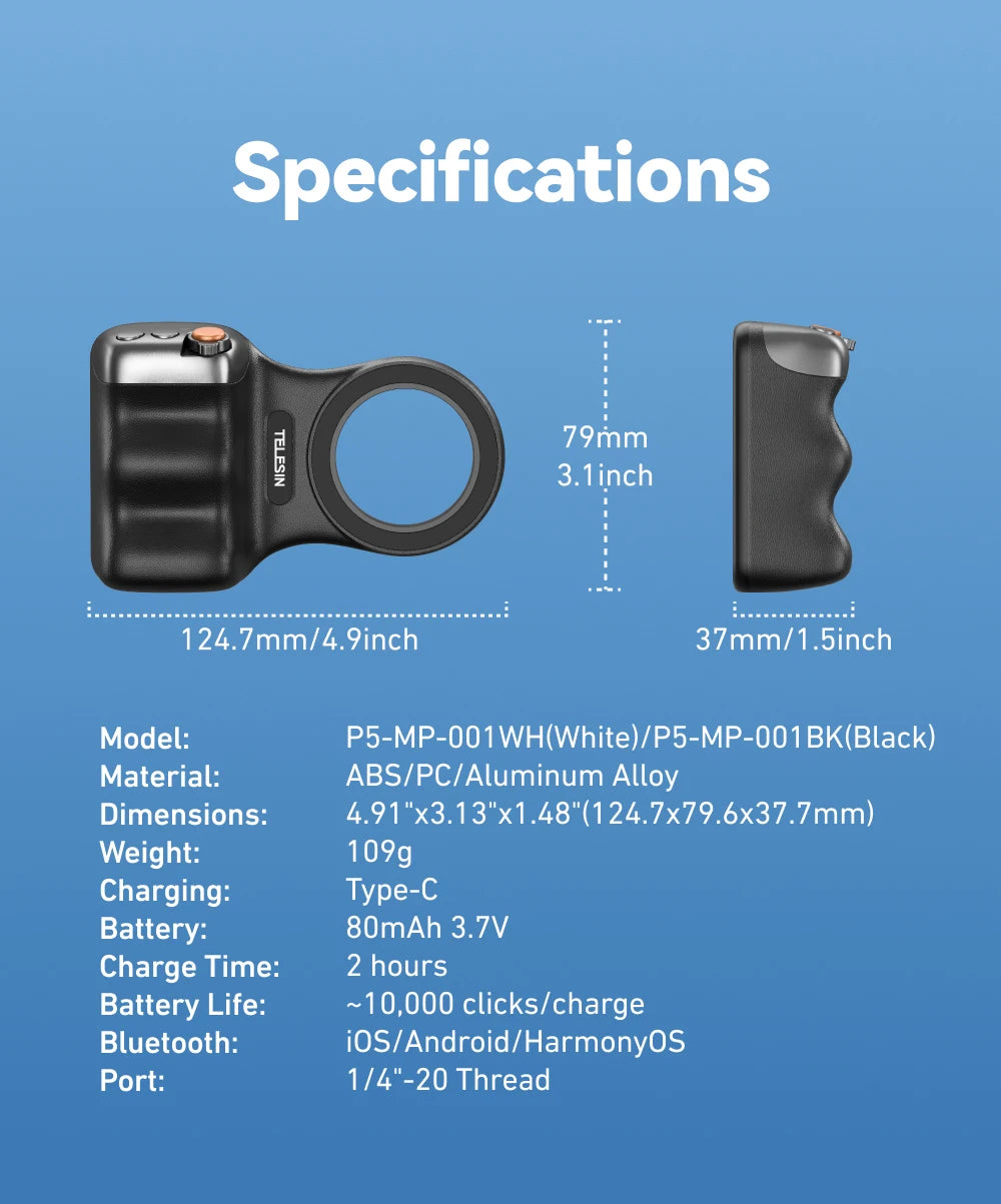 TELESIN Fun Shot Magnetic Grip 2 – iPhone 17/17 Air/Pro/Pro Max
