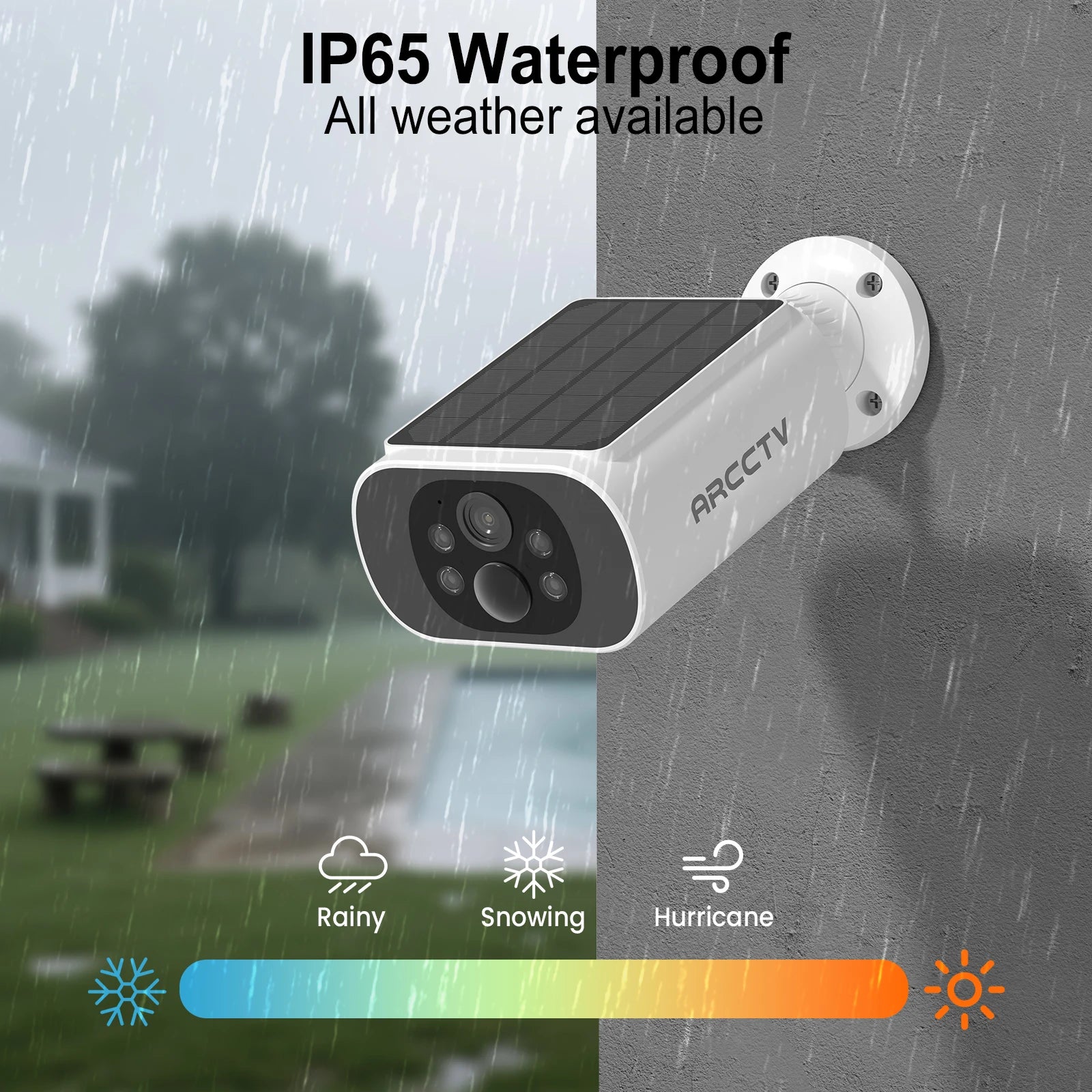 ARCCTV 2K Solar-Powered Wi-Fi Security Camera – Night Vision + Flash Alarm