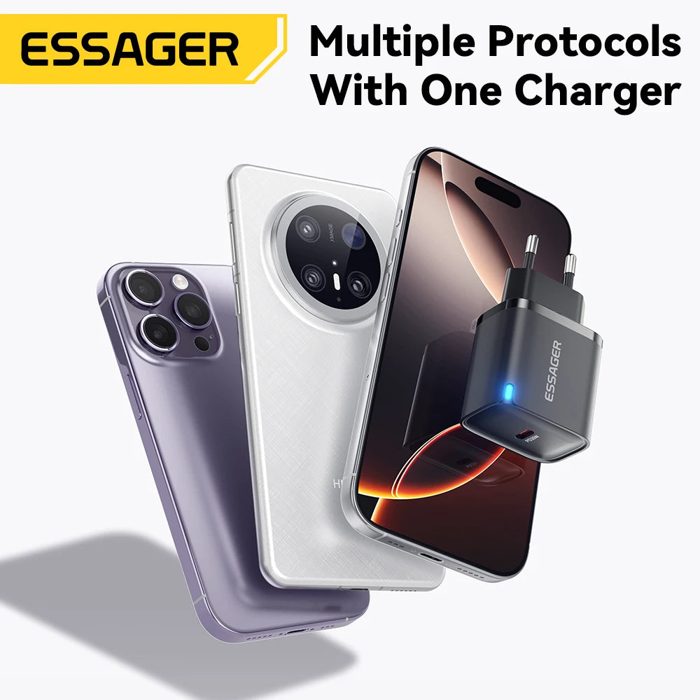 Essager 30W Type-C Charger PD 3.0 USB C Charger For iPhone 16 15 14 Pro Samsung Huawei  Xiaomi Tablet iPad Air Pro Phone Charger