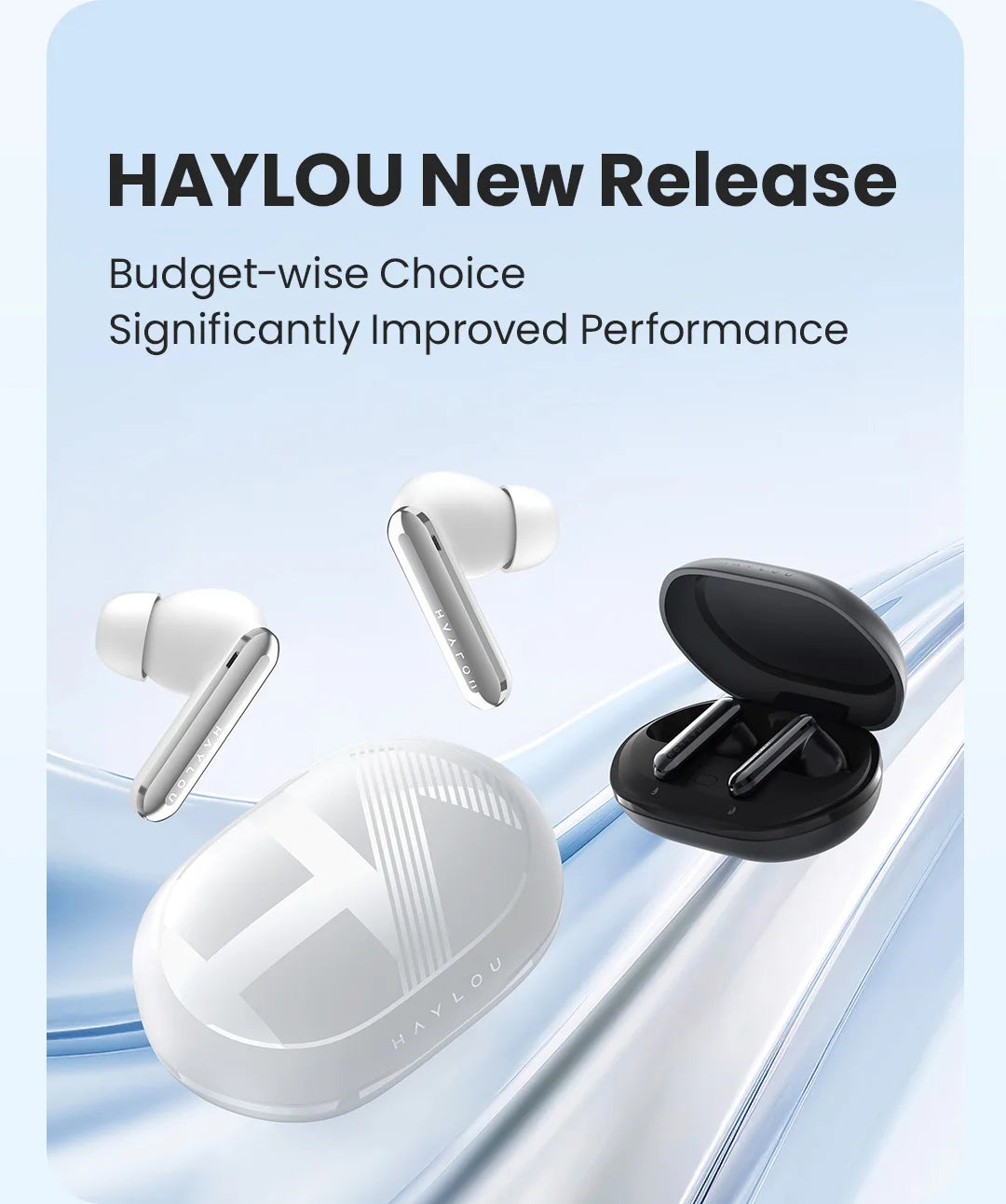 HAYLOU Mori Pro ANC Wireless Earbuds Bluetooth 5.4 Headphones 43dB Hi-Res Audio Noise Cancellation 6 Mics Earphones 28Hrs