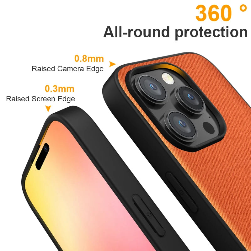 Luxury Textile PU Leather Case for iPhone 17 Series – Slim Shockproof Cover
