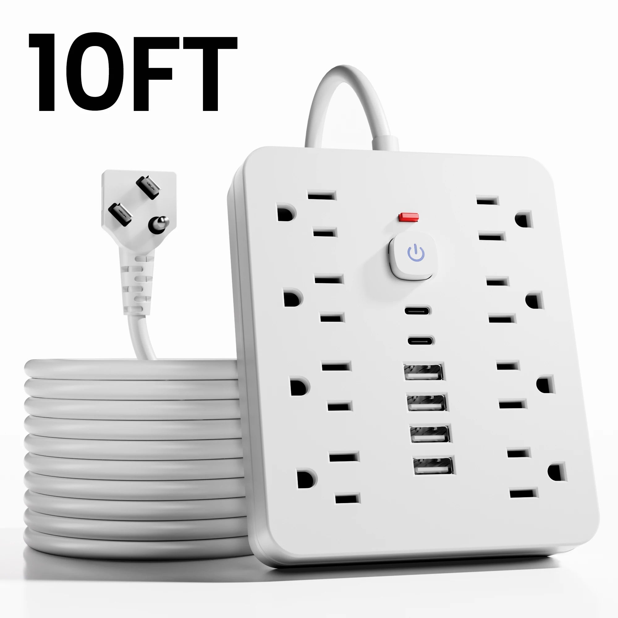 14-in-1 Power Strip – AC Outlets with 4 USB & 2 USB-C Surge Protector